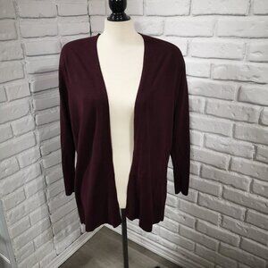 Reitmans Ladies Size Medium Burgundy Lightweight Straight Fit Open Cardigan